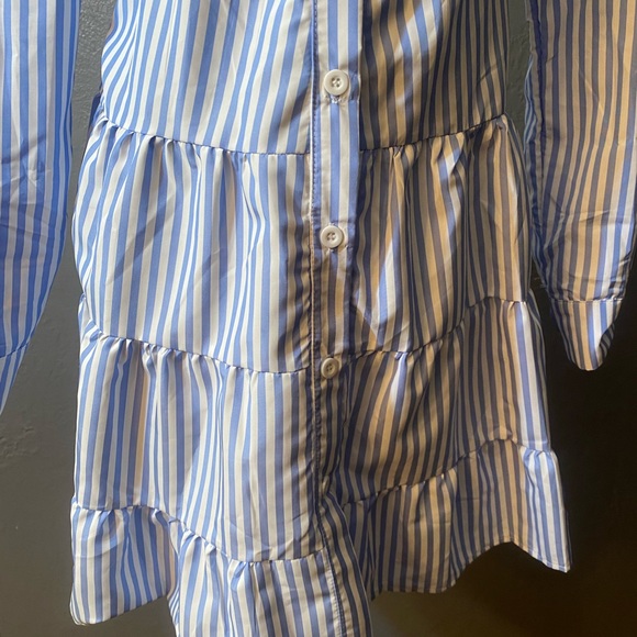 NO LABEL-Blue and White Striped Button Down Dress - Picture 11 of 16